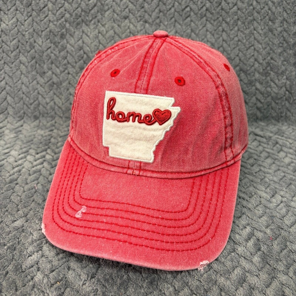 Home Free Arkansas Home Heart OSFM Red Distressed Adjustable Baseball Hat